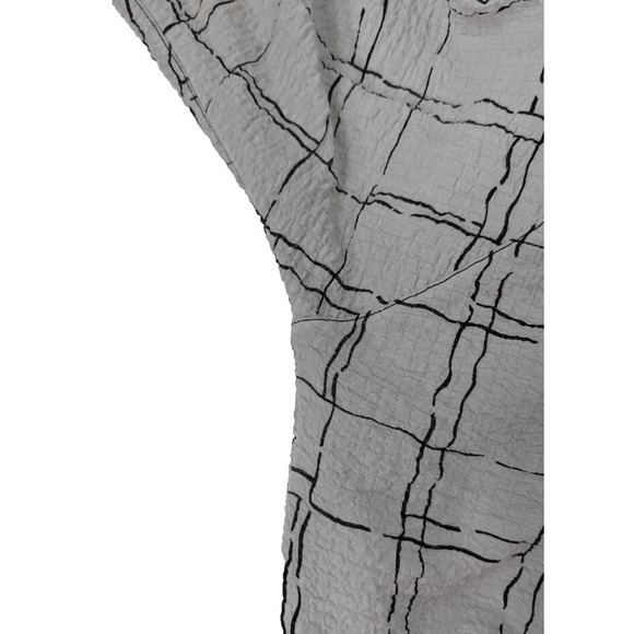 Ali Miles 1X Crinkle Tunic Top Blouse Black White Plaid Button Detail Lagenlook - Picture 5 of 10